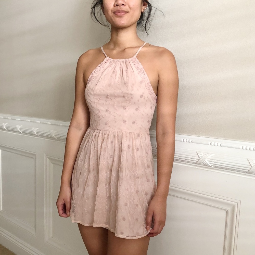 AE Blush Pink Floral Embroidered Dress